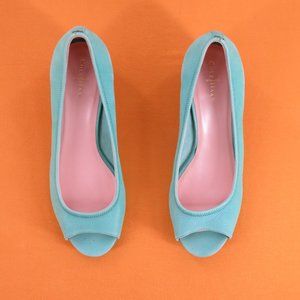 Cole Haan turquoise open toe low wedge  size 8.5